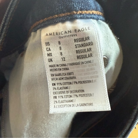 American Eagle Outfitters Denim Distressed Mini Skirt Women Size 8 Stretch - Picture 5 of 6